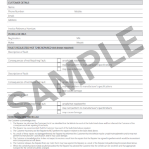Repair Acknowledgement and Release - 50 Duplicates (S37)
