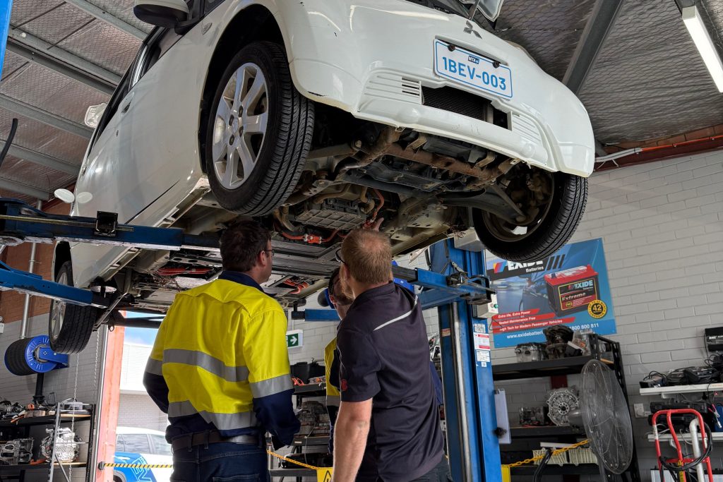 Mechanical apprentice working on a vehicle during hands-on automotive training at MTA WA in Perth